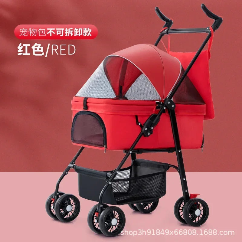 Pet Cart Dog Cat Teddy Baby Stroller Small Pet Cart Lightweight and Foldable for Outdoor Travel