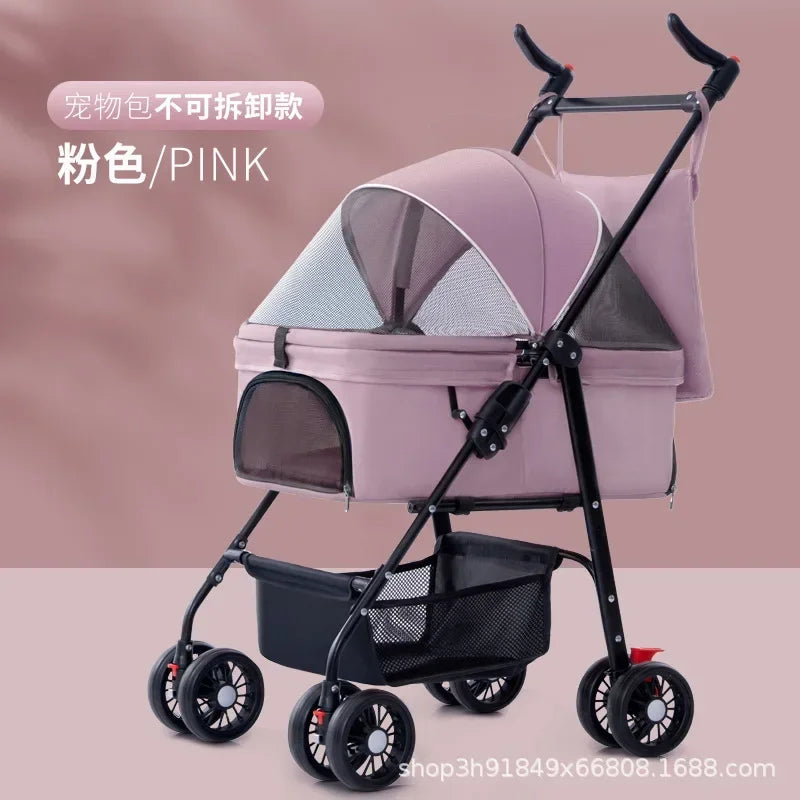 Pet Cart Dog Cat Teddy Baby Stroller Small Pet Cart Lightweight and Foldable for Outdoor Travel
