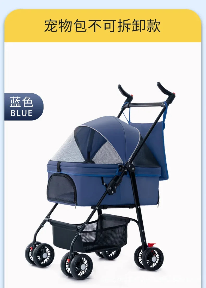 Pet Cart Dog Cat Teddy Baby Stroller Small Pet Cart Lightweight and Foldable for Outdoor Travel