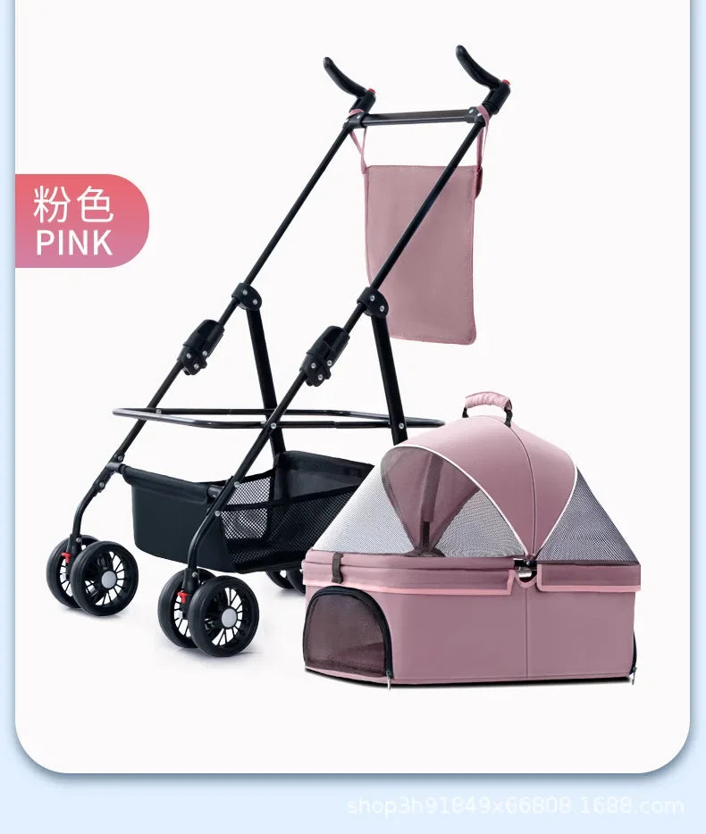Pet Cart Dog Cat Teddy Baby Stroller Small Pet Cart Lightweight and Foldable for Outdoor Travel