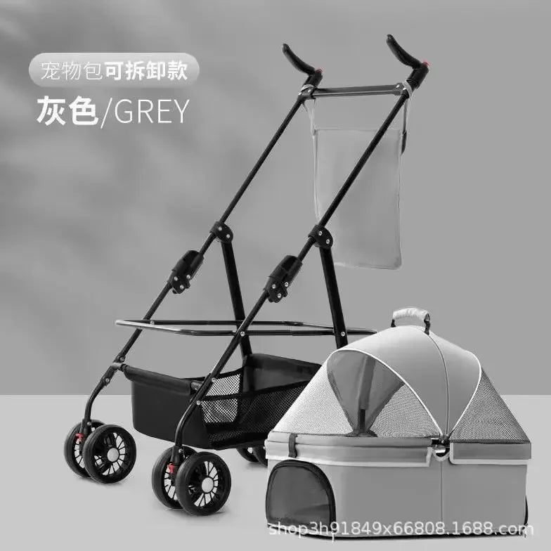 Pet Cart Dog Cat Teddy Baby Stroller Small Pet Cart Lightweight and Foldable for Outdoor Travel