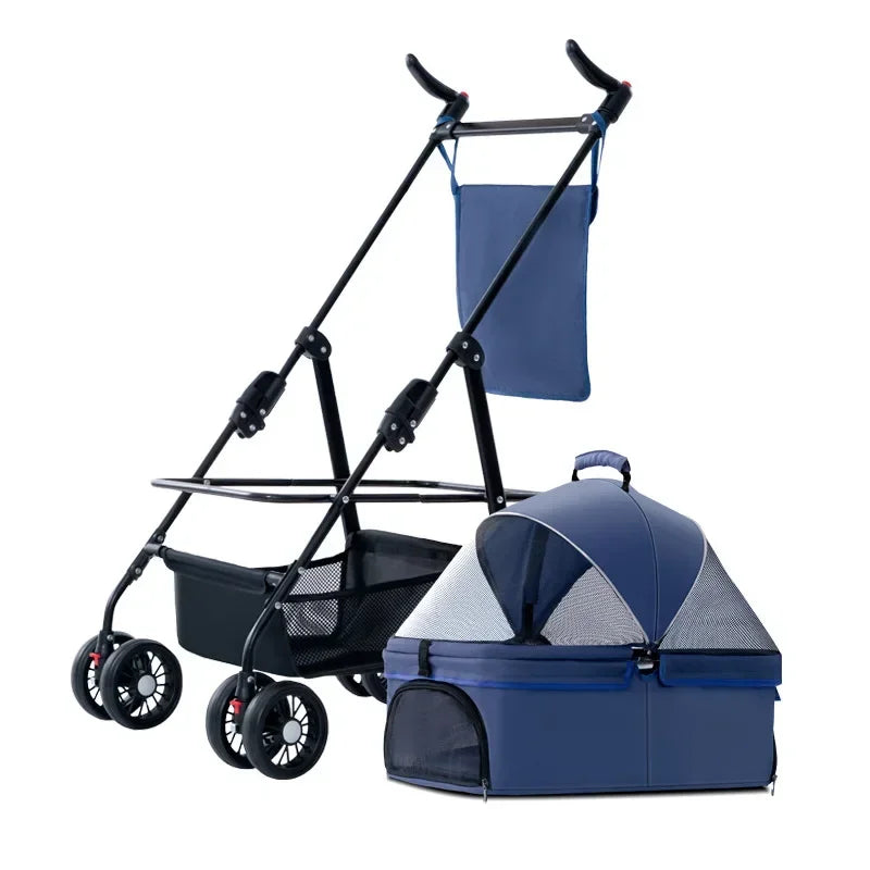 Pet Cart Dog Cat Teddy Baby Stroller Small Pet Cart Lightweight and Foldable for Outdoor Travel