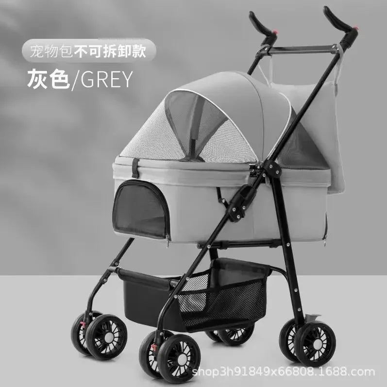 Pet Cart Dog Cat Teddy Baby Stroller Small Pet Cart Lightweight and Foldable for Outdoor Travel