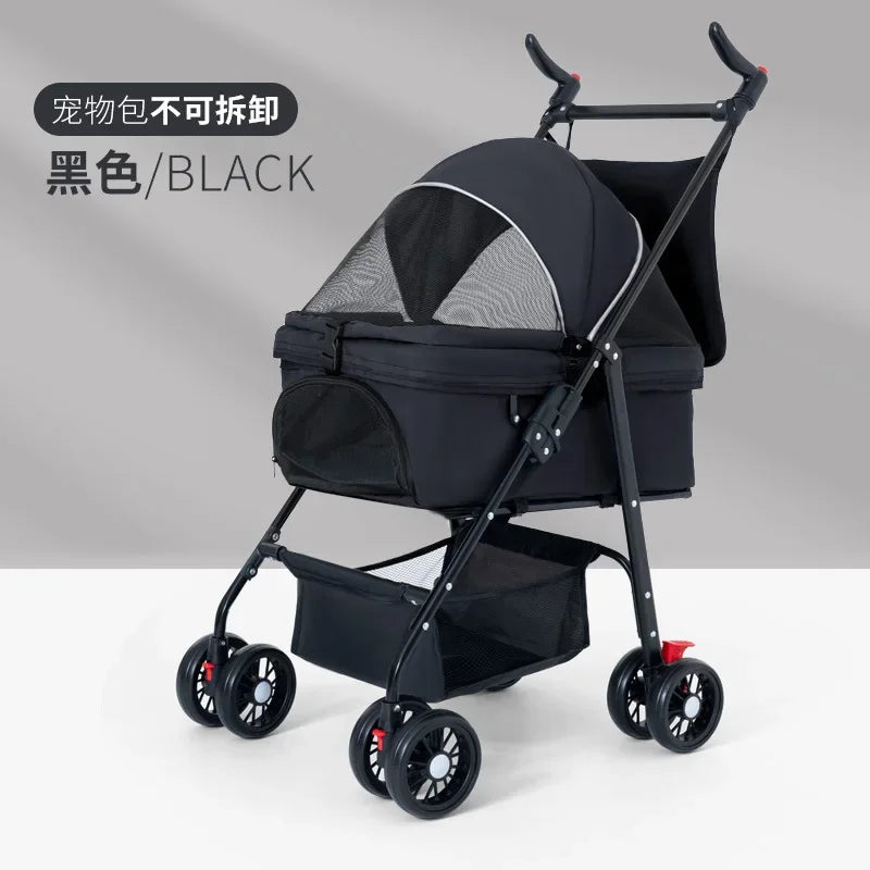 Pet Cart Dog Cat Teddy Baby Stroller Small Pet Cart Lightweight and Foldable for Outdoor Travel