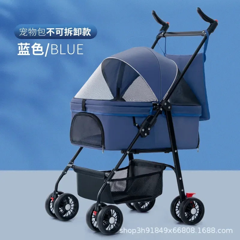 Pet Cart Dog Cat Teddy Baby Stroller Small Pet Cart Lightweight and Foldable for Outdoor Travel
