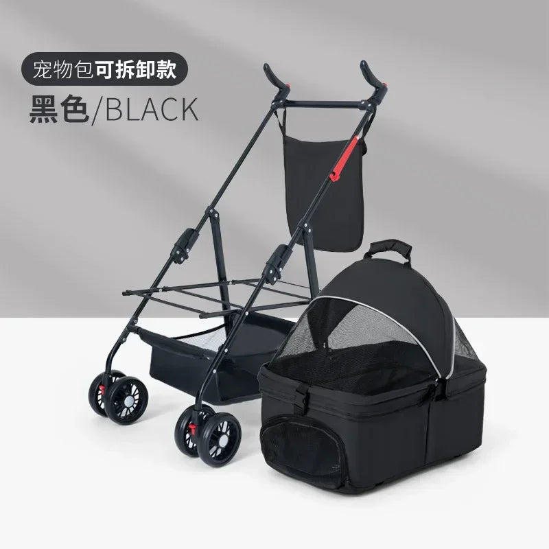 Pet Cart Dog Cat Teddy Baby Stroller Small Pet Cart Lightweight and Foldable for Outdoor Travel