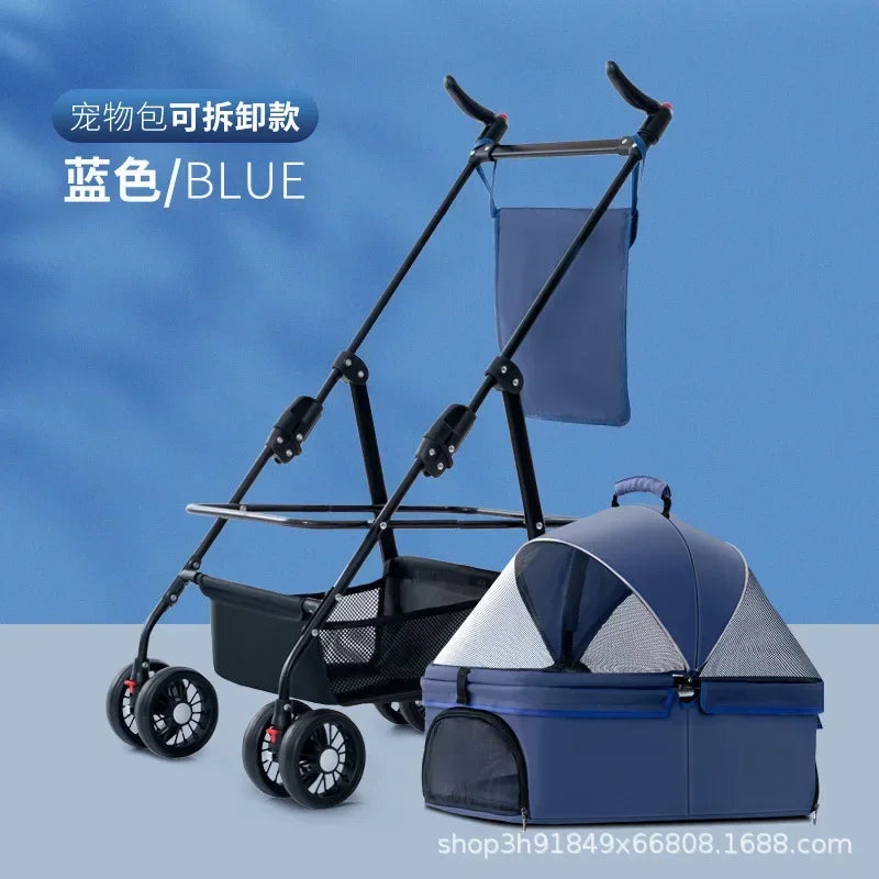 Pet Cart Dog Cat Teddy Baby Stroller Small Pet Cart Lightweight and Foldable for Outdoor Travel