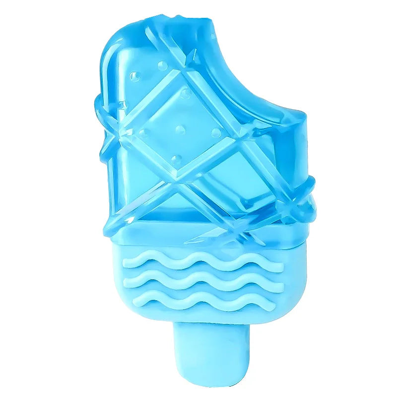 Summer Dog Toy Bite Resistant Pet Cooling Chew Toy Waterable Blue Dog Ice Cream Toy TPR Dog Frozen Molar Toy Teeth Cleaning