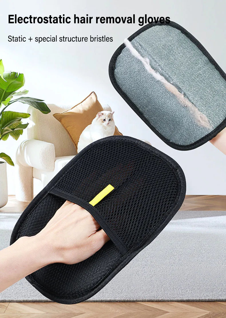 Cat Hair Cleaner Pet Gloves Household Hair Remover Cat Dog Hair Remover Brush Remover Hair Sticking Device Home Hair Scraper
