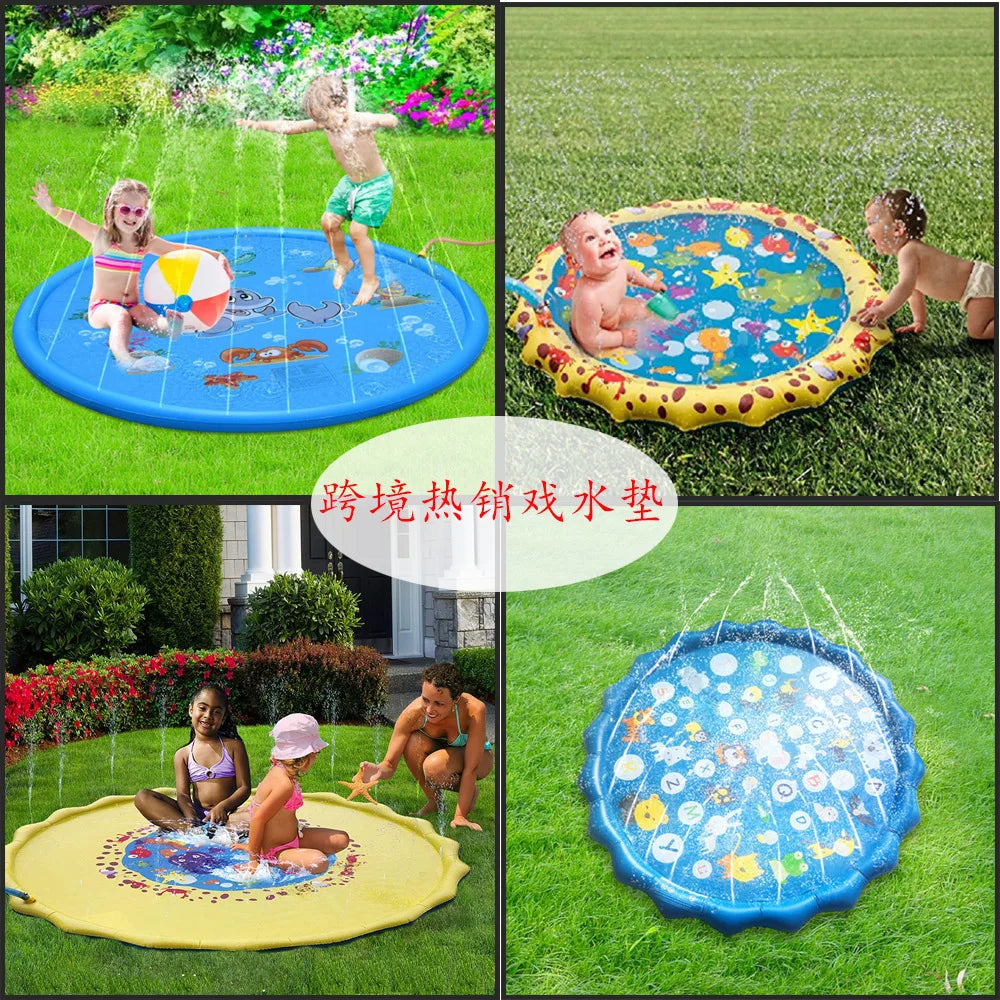 Water Playing Mat 1/1.5/1.7m Spray Pad Toy Pet Dog Swimming Pool Folding Bathing Pool Children Dog Outdoor