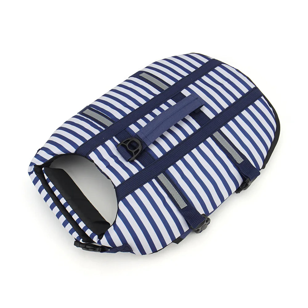 Blue/Red/Orange Striped Pet Swimsuit Dog Swim Life Jacket Summer Reflective Vest Pet Clothes For Small Medium Big Dog