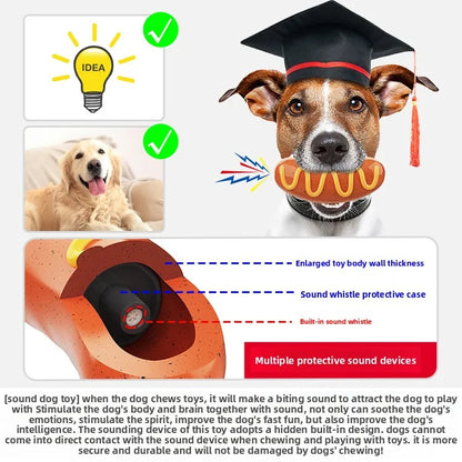 Squeaky and Vibrant Hotdog Dog Toy in Striking  Engaging and Durable Pet Playtime Fun for Your Playful Puppy