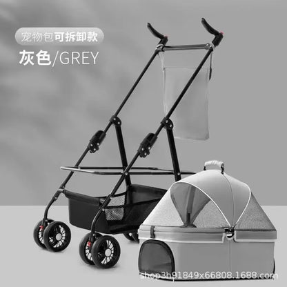Pet Cart Dog Cat Teddy Baby Stroller Small Pet Cart Lightweight and Foldable for Outdoor Travel