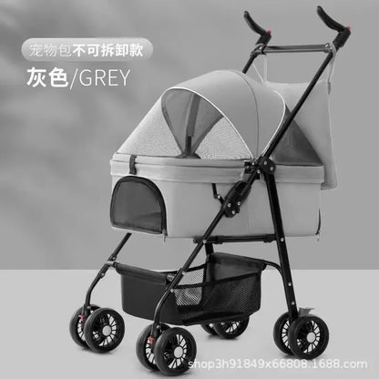 Pet Cart Dog Cat Teddy Baby Stroller Small Pet Cart Lightweight and Foldable for Outdoor Travel