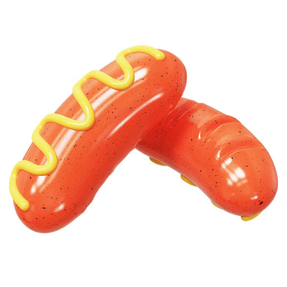 Squeaky and Vibrant Hotdog Dog Toy in Striking  Engaging and Durable Pet Playtime Fun for Your Playful Puppy