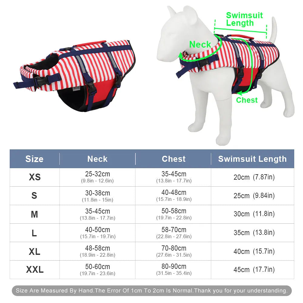 Blue/Red/Orange Striped Pet Swimsuit Dog Swim Life Jacket Summer Reflective Vest Pet Clothes For Small Medium Big Dog