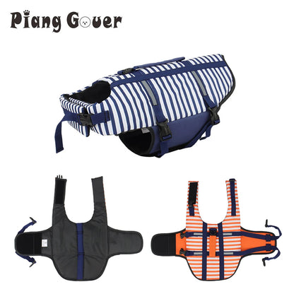 Blue/Red/Orange Striped Pet Swimsuit Dog Swim Life Jacket Summer Reflective Vest Pet Clothes For Small Medium Big Dog