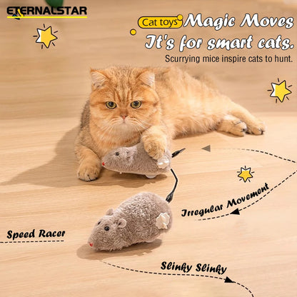 Cat Toys Clockwork Simulation Mouse No Batteries Durable Indoor Cat Hi-Lo Relieve Boredom Interactive Plush Toys Pet Toys