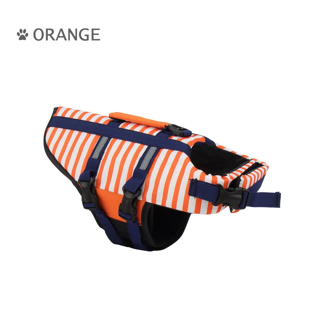 Blue/Red/Orange Striped Pet Swimsuit Dog Swim Life Jacket Summer Reflective Vest Pet Clothes For Small Medium Big Dog