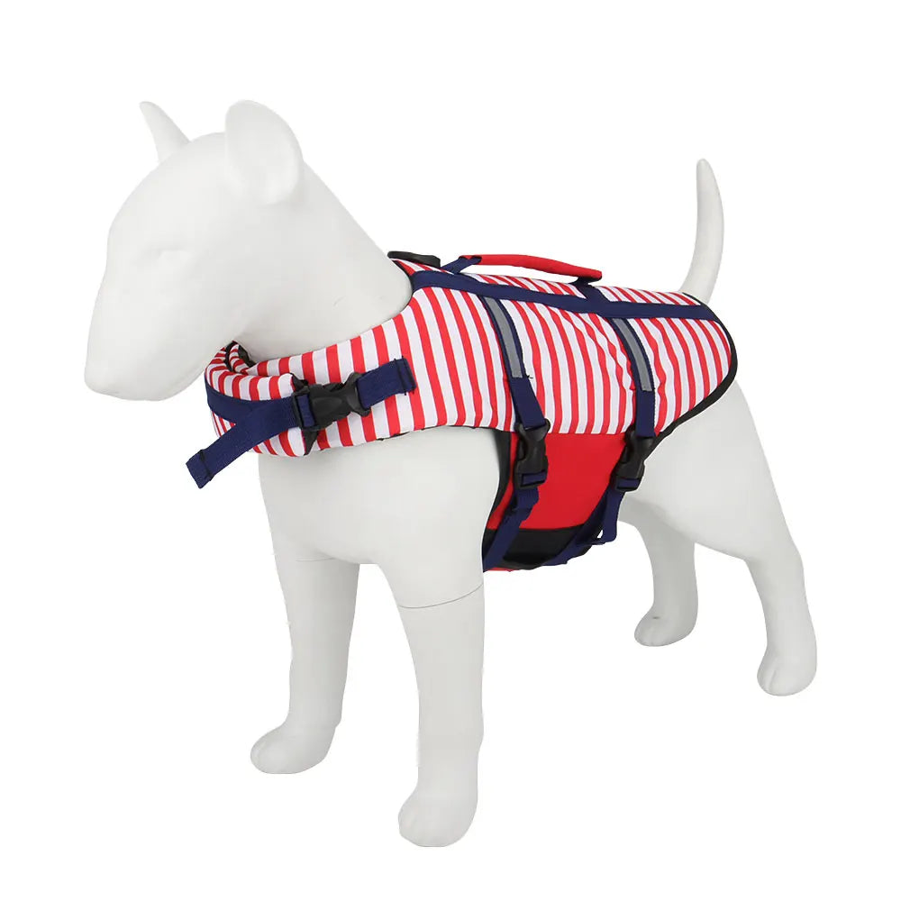 Blue/Red/Orange Striped Pet Swimsuit Dog Swim Life Jacket Summer Reflective Vest Pet Clothes For Small Medium Big Dog