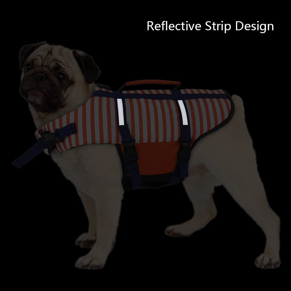 Blue/Red/Orange Striped Pet Swimsuit Dog Swim Life Jacket Summer Reflective Vest Pet Clothes For Small Medium Big Dog